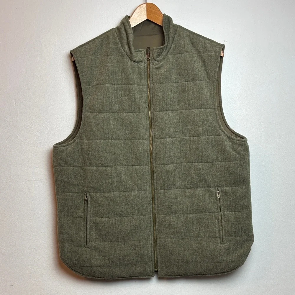 J.‎ McLaughlin Men’s Large Green Reversible Quilted Vest Jacket